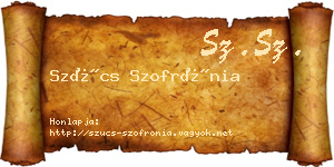 Szűcs Szofrónia névjegykártya